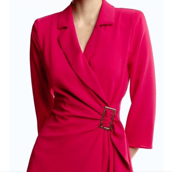 ZARA BLAZER DRESS PLAYSUIT WITH BELT HOT PINK ZARA - Picture 4 of 11